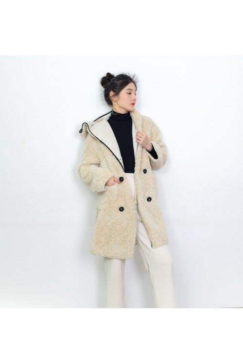 Faux fur hooded coat