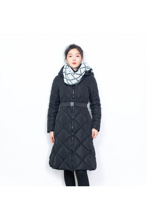 Detachable hooded down jacket with belt