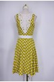 Polka dot dress with belt and lace