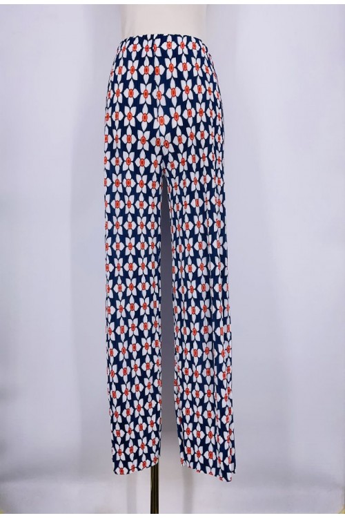 Pleated printed trousers