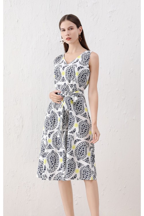 Cotton dress with belt