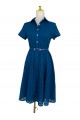 Cotton dress with belt and lining