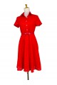 Cotton dress with belt and lining