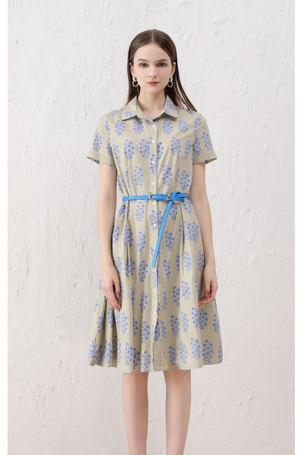 Cotton dress with belt